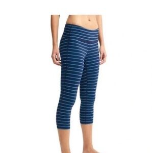 Athleta Navy Blue Striped Capri Leggings